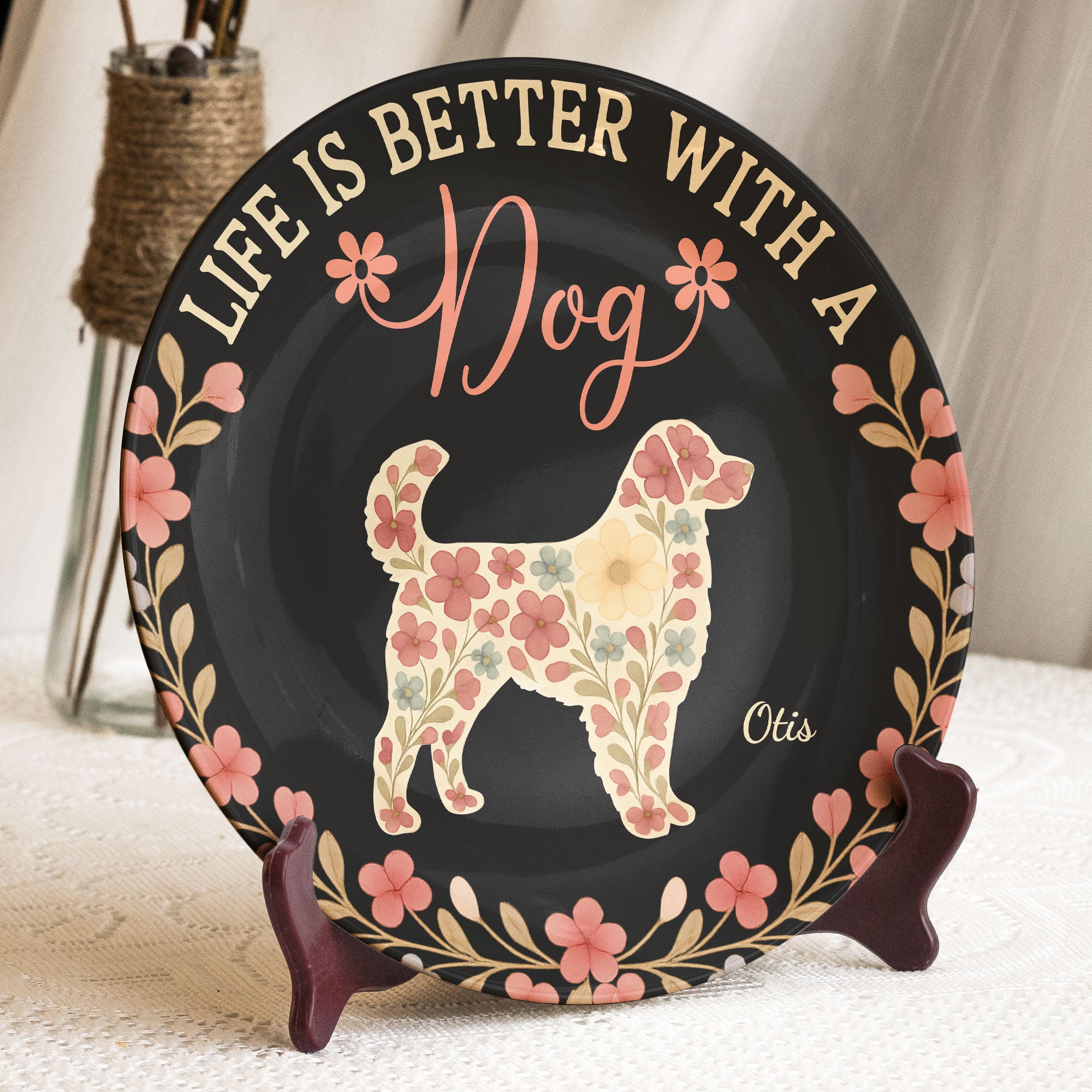 Life Is Better With A Dog - Personalized Ceramic Plate
