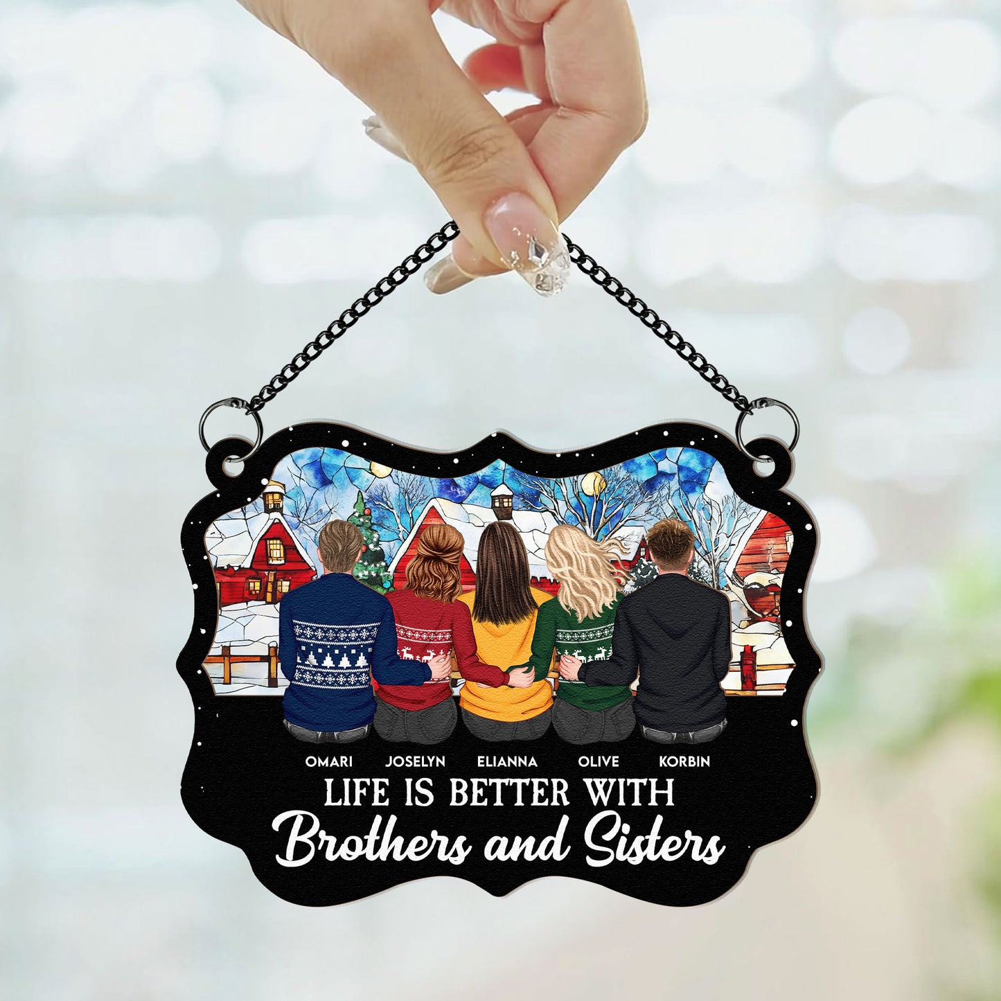 Life Is Better With Brother Sister - Personalized Window Hanging Suncatcher Ornament