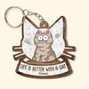 Life Is Better With Cats - Personalized Wooden Keychain