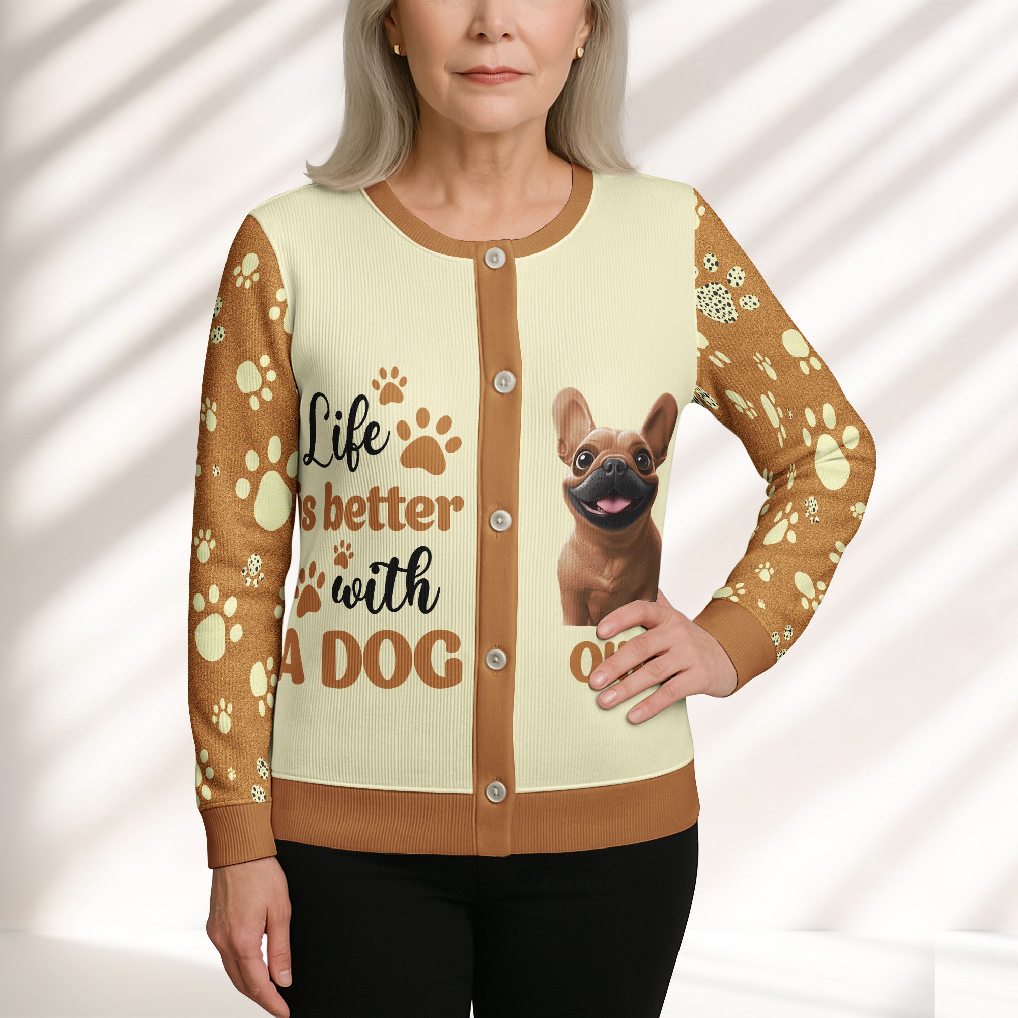 Life Is Better With Dogs - Personalized Crewneck Cardigan