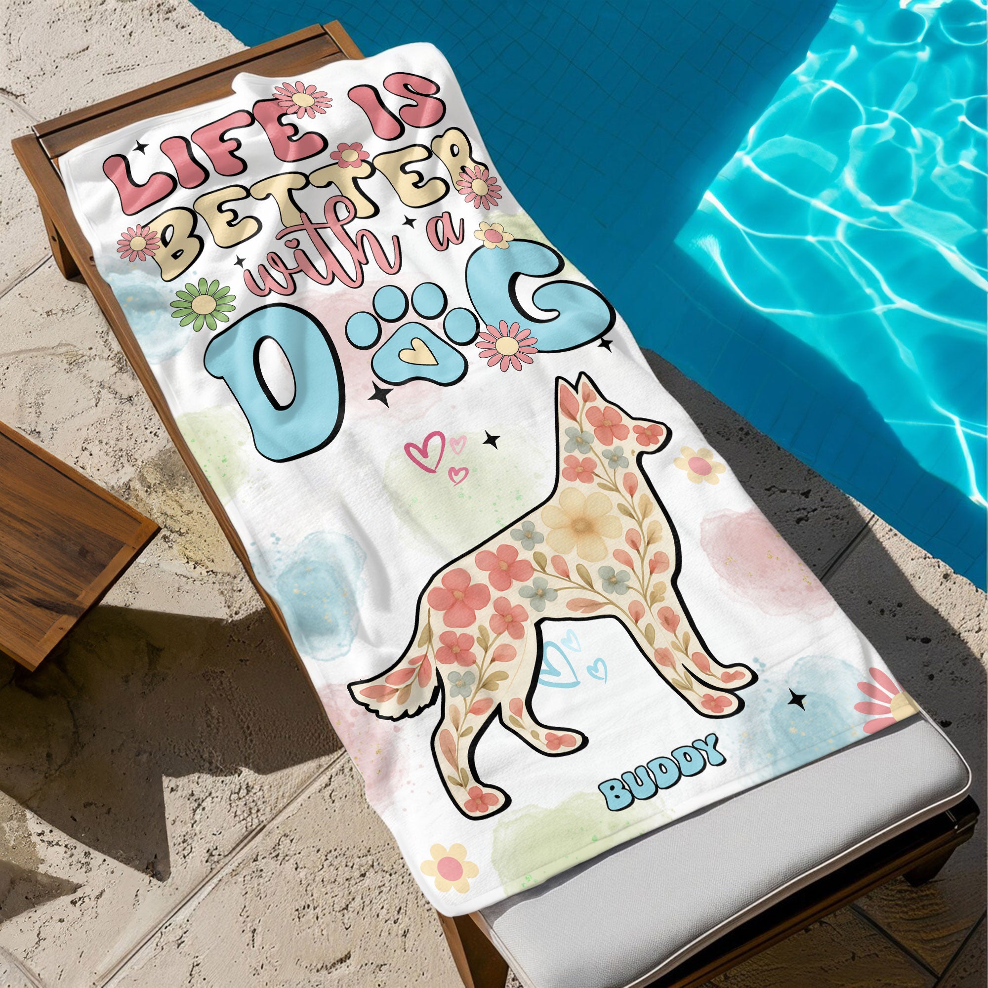 Life Is Better With Dogs - Personalized Quick-Dry Beach Towel