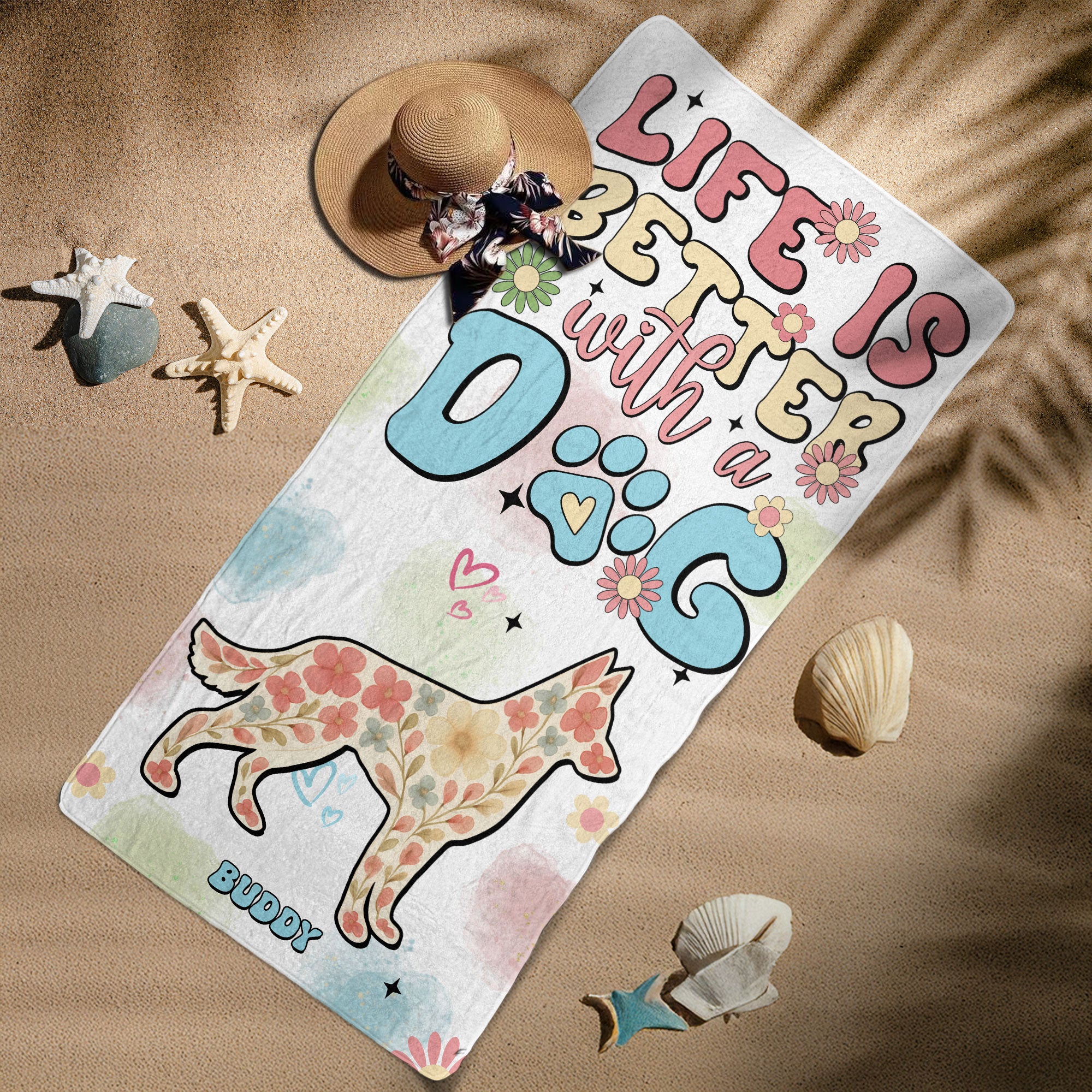 Life Is Better With Dogs - Personalized Quick-Dry Beach Towel