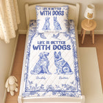 Life Is Better With Dogs Toile De Jouy Chinoiseries French Style - Custom Quilt Set