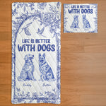 Life Is Better With Dogs Toile De Jouy Chinoiseries French Style - Custom Quilt Set