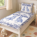 Life Is Better With Dogs Toile De Jouy Chinoiseries French Style - Custom Quilt Set