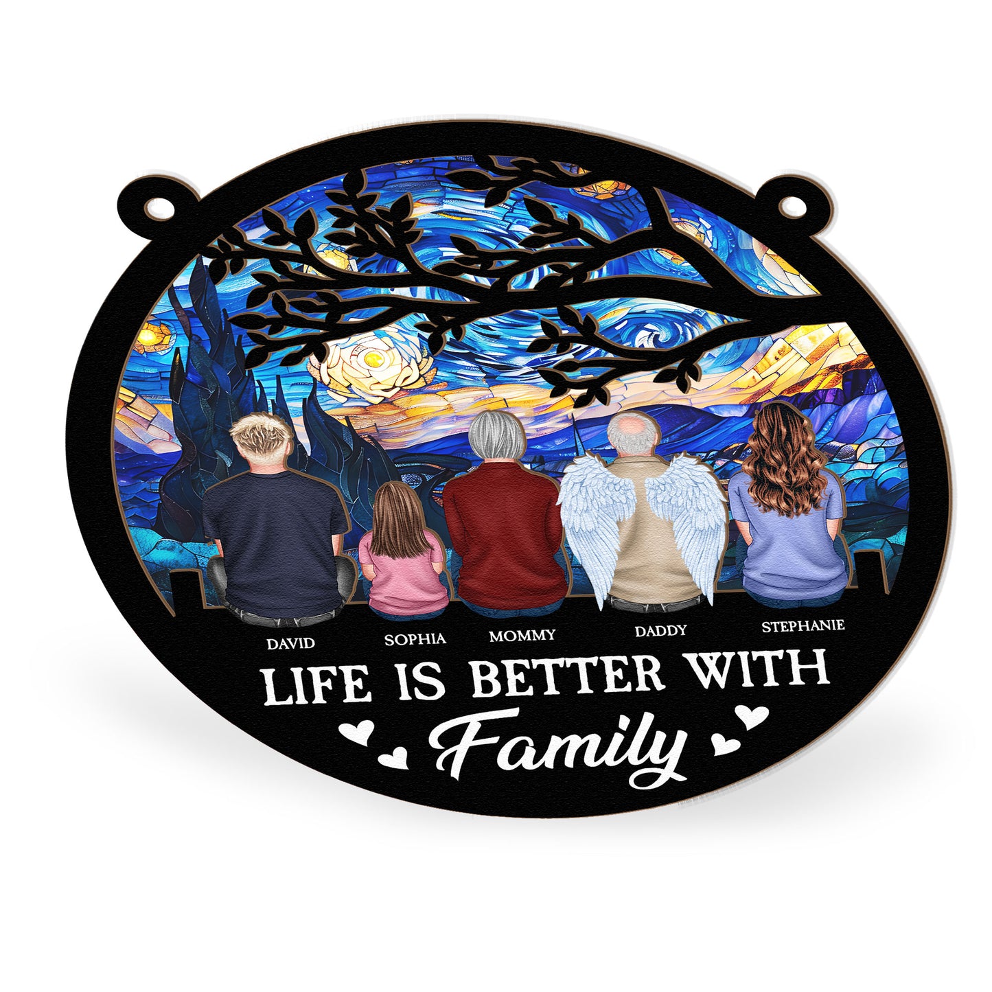 Life Is Better With Family - Personalized Window Hanging Suncatcher Ornament