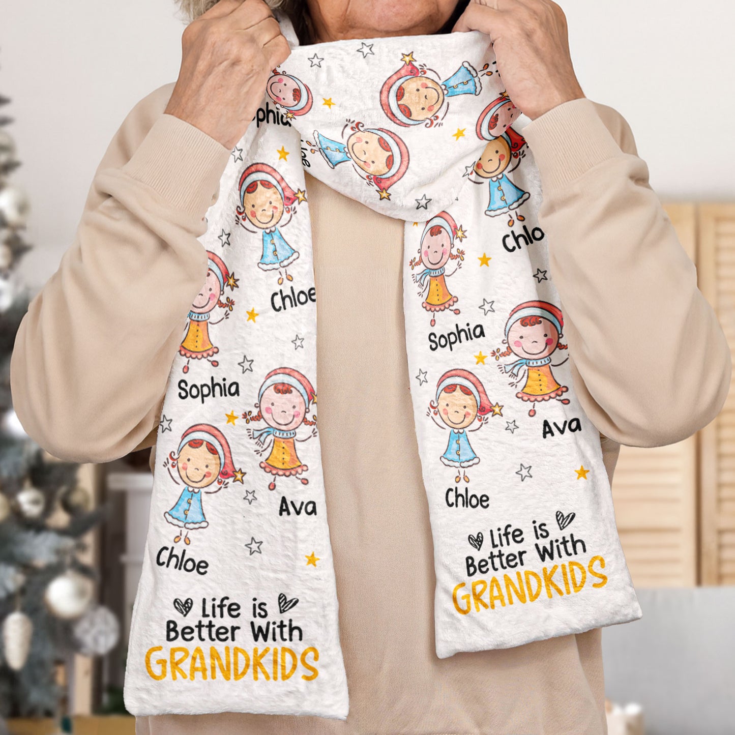 Life Is Better With Grandkids - Personalized Fleece Scarf