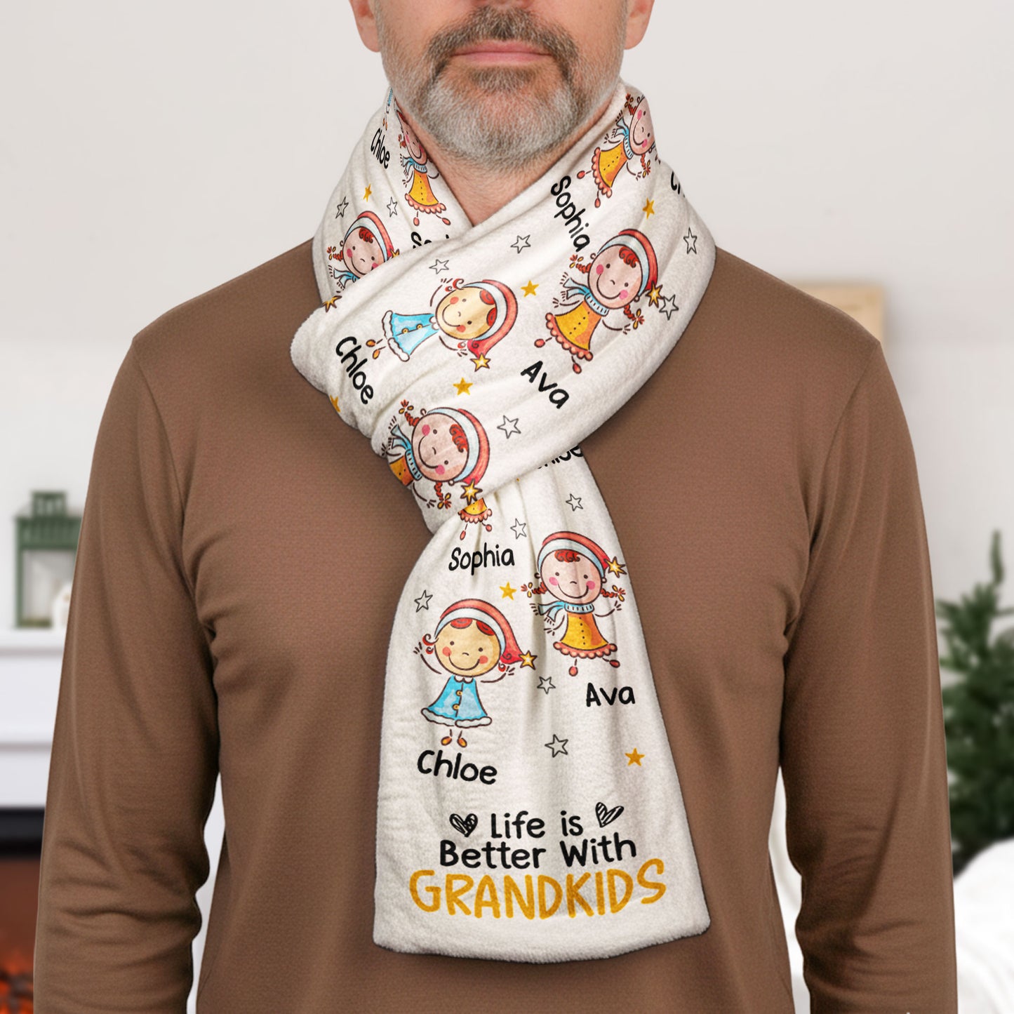 Life Is Better With Grandkids - Personalized Fleece Scarf
