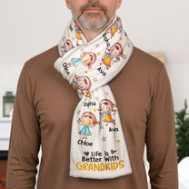 Life Is Better With Grandkids - Personalized Fleece Scarf