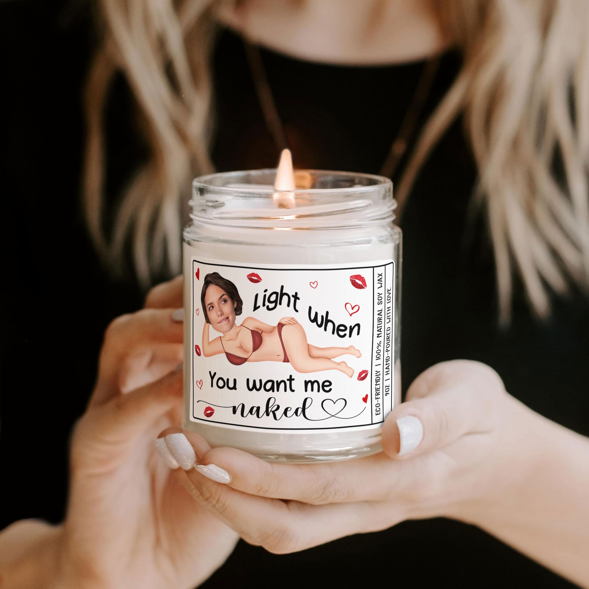 Light Me When You Want Me Naked Valentines Funny Naughty Gifts For Him, Husband - Personalized Scented Soy Candle