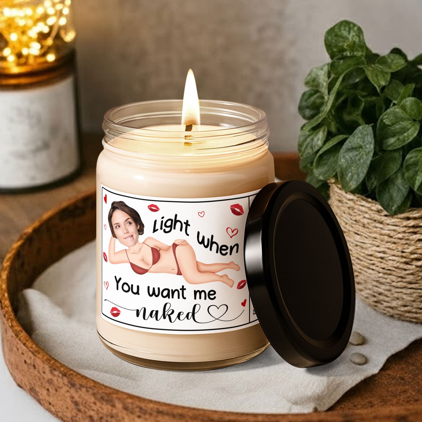 Light Me When You Want Me Naked Valentines Funny Naughty Gifts For Him, Husband - Personalized Scented Soy Candle