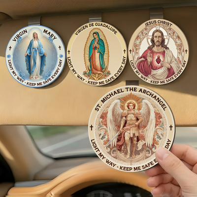 Light My Way - Keep Me Safe Every Day Christian Gift - Personalized Wooden Car Visor Clip