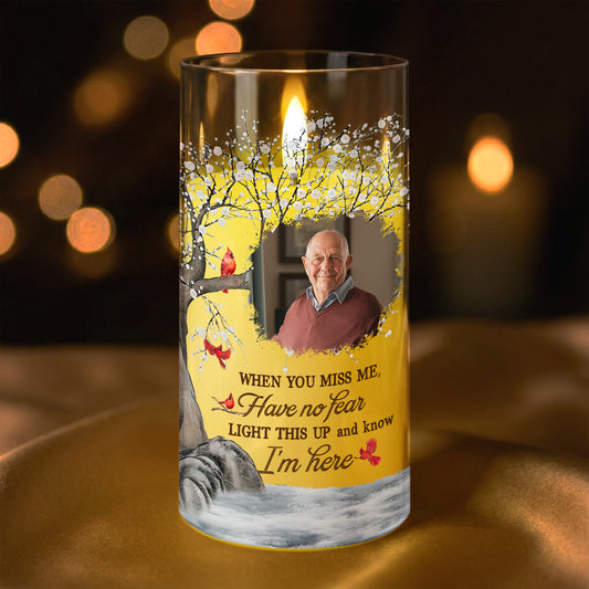 Light This Up & Know I'm Here Memorial Gift - Personalized Photo LED Candle Light