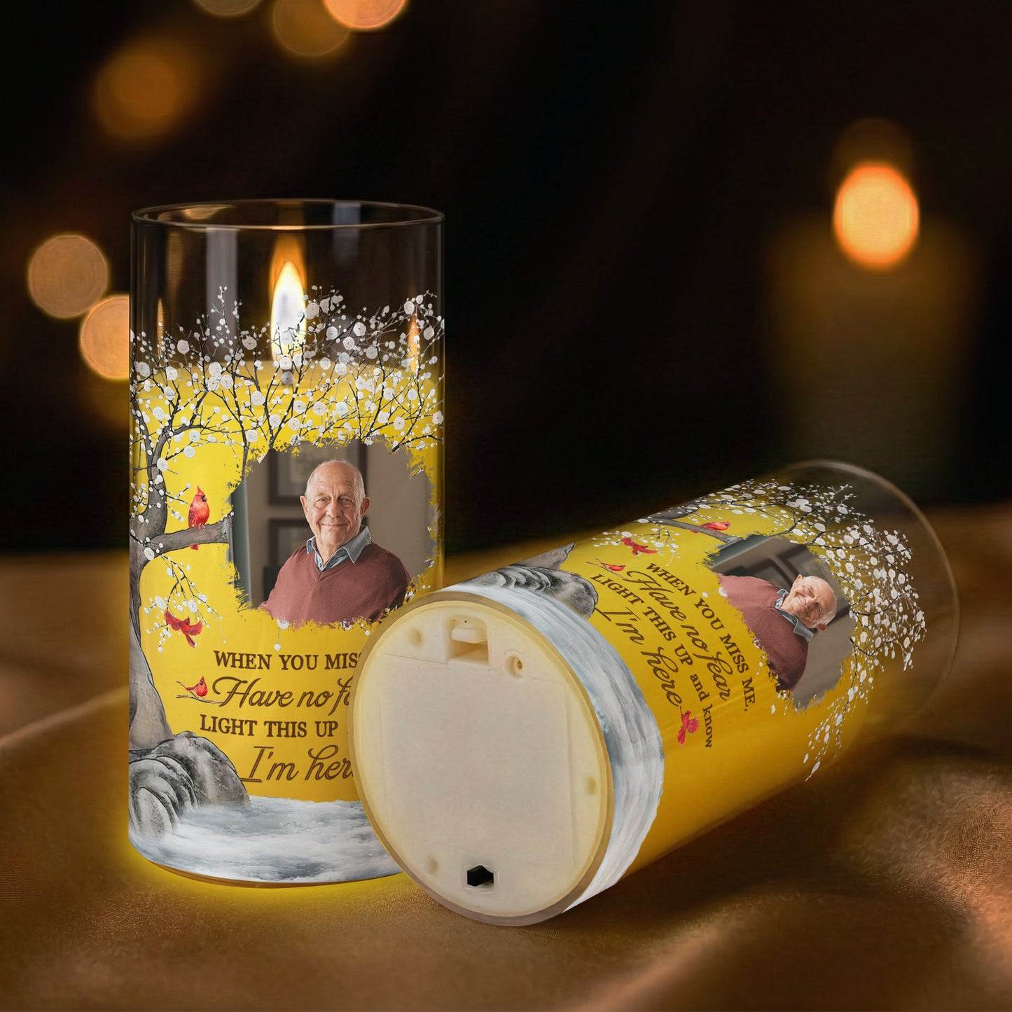 Light This Up & Know I'm Here Memorial Gift - Personalized Photo LED Candle Light