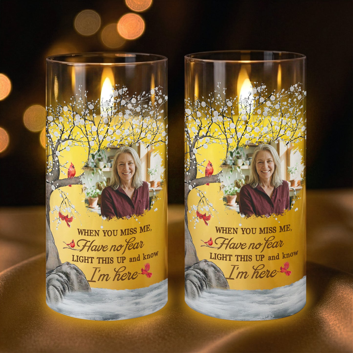 Light This Up & Know I'm Here Memorial Gift - Personalized Photo LED Candle Light