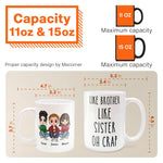 Like Brother Like Sister Oh Crap  - Personalized Mug - Birthday, Christmas Gift For Brothers, Sisters  - Cartoon Family 