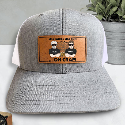 Like Father Like Son - Personalized Leather Patch Hat