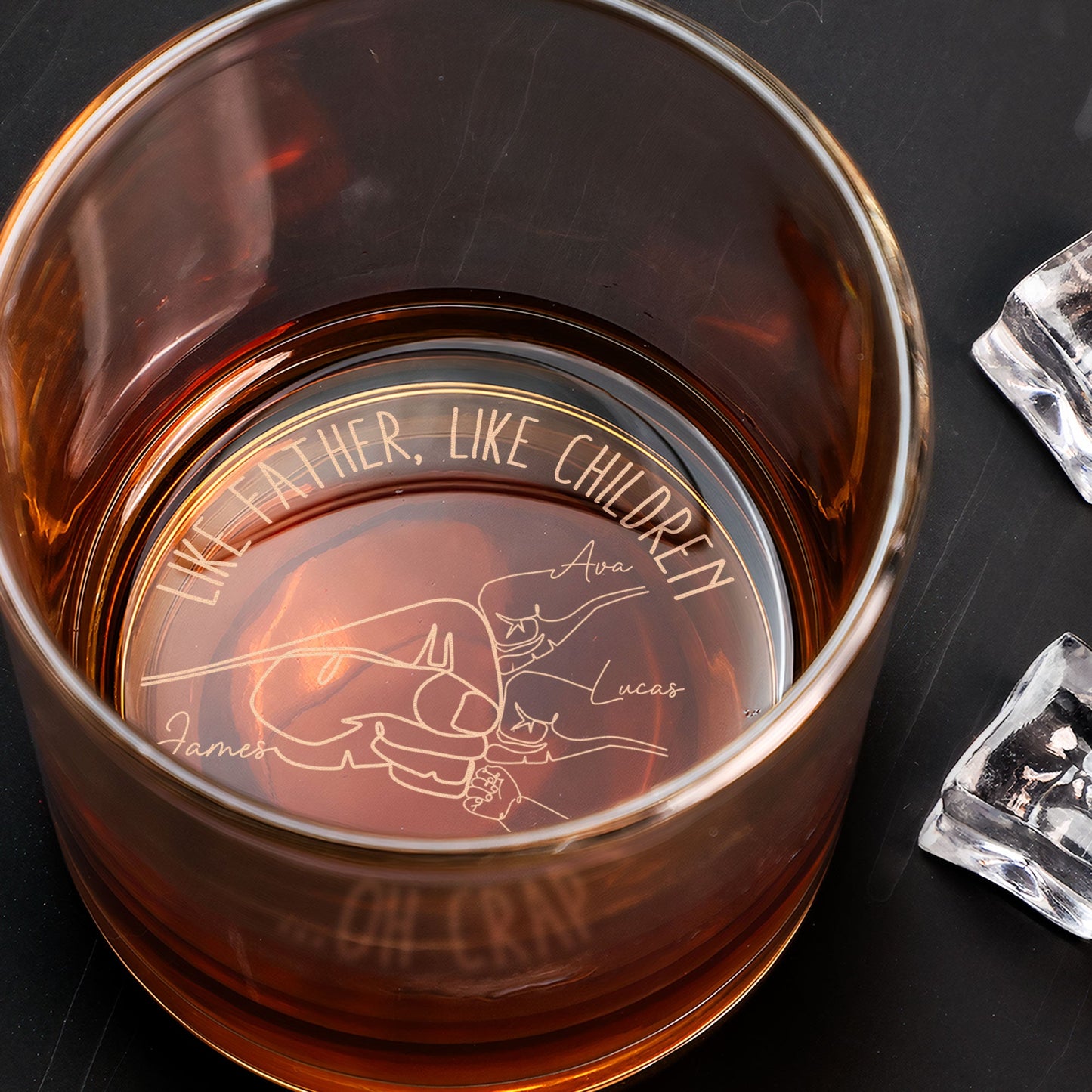 Like Father, Like Daughters ...Oh Crap - Personalized Engraved Whiskey Glass