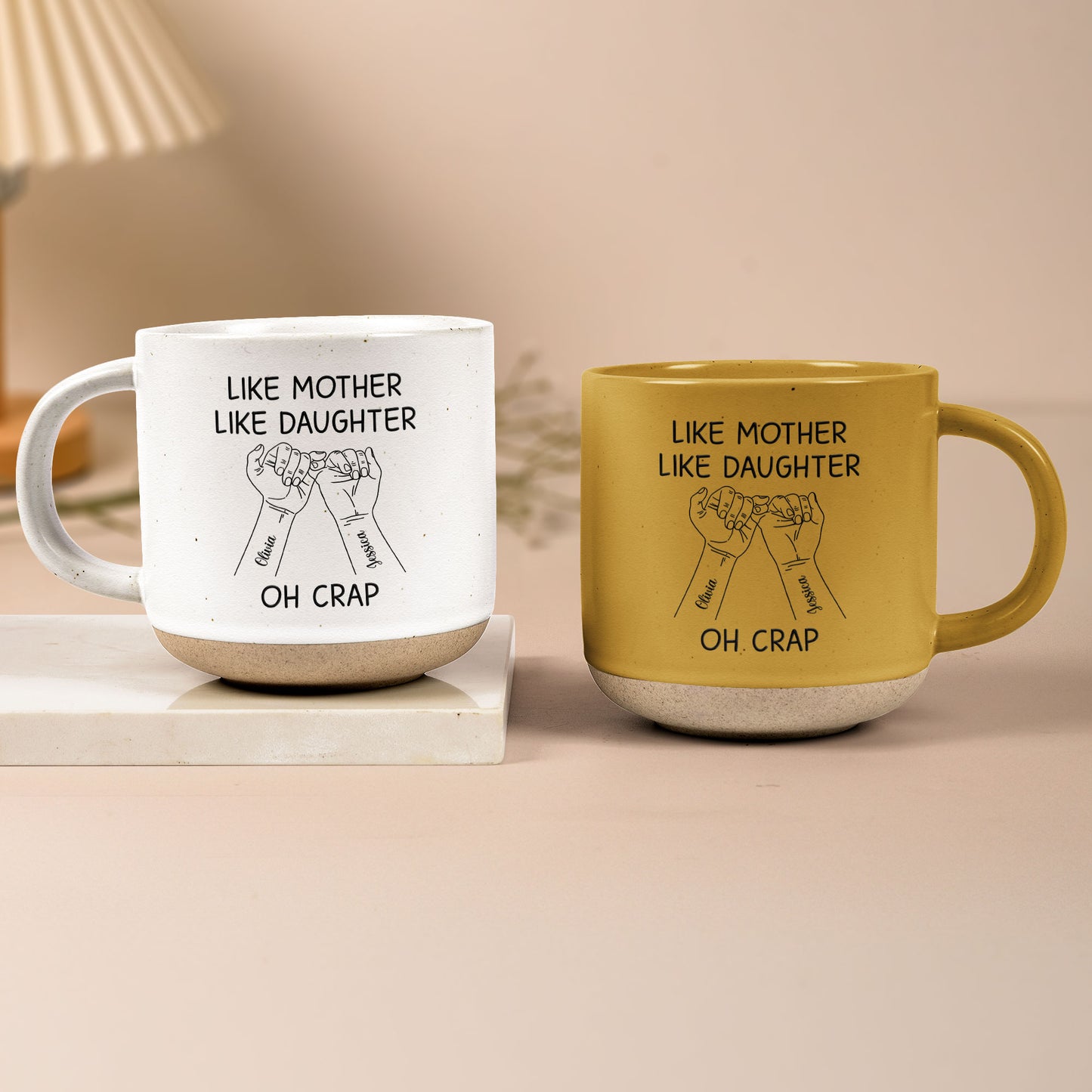 Like Mother Like Daughter - Hands Version - Personalized Pottery Mug