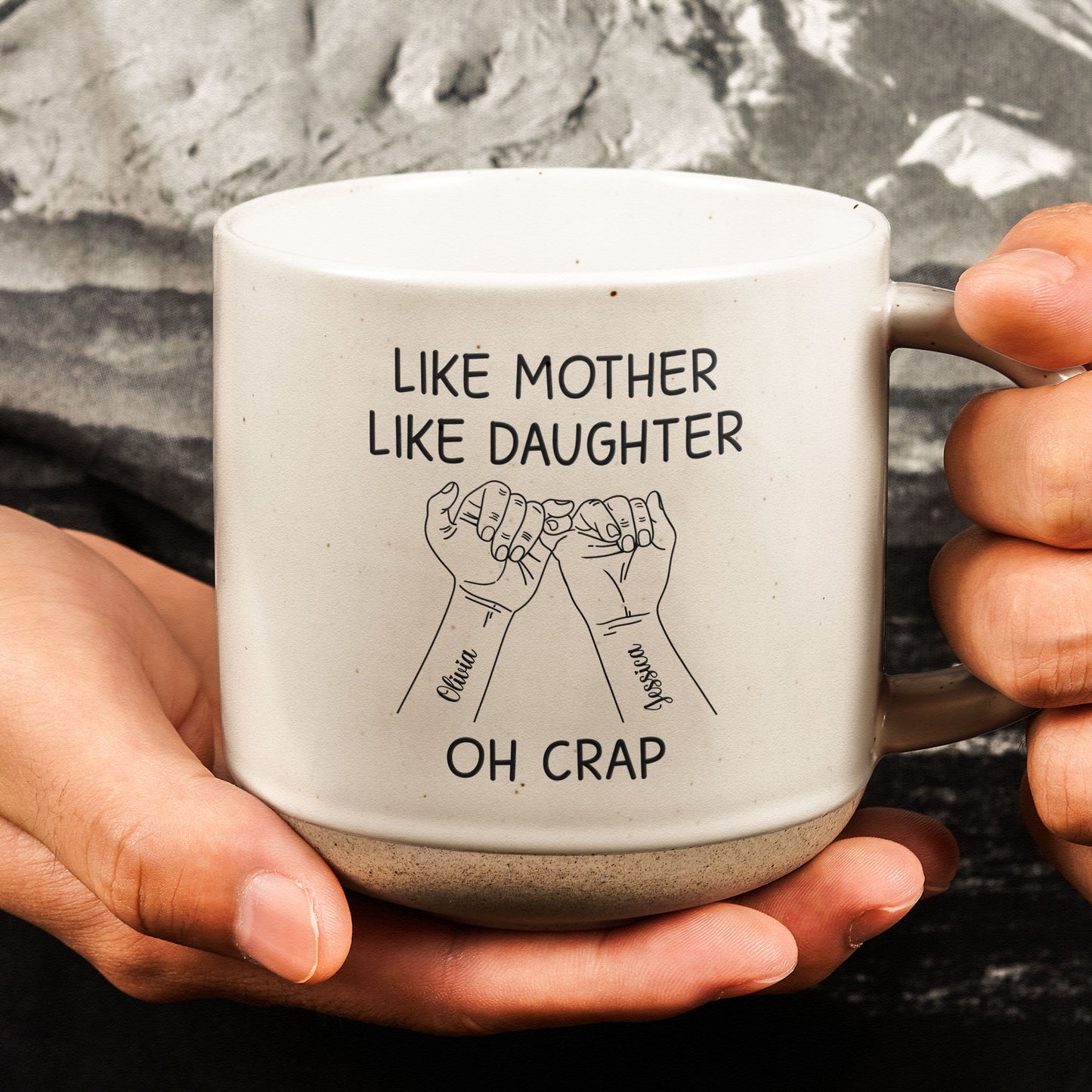 Like Mother Like Daughter - Hands Version - Personalized Pottery Mug