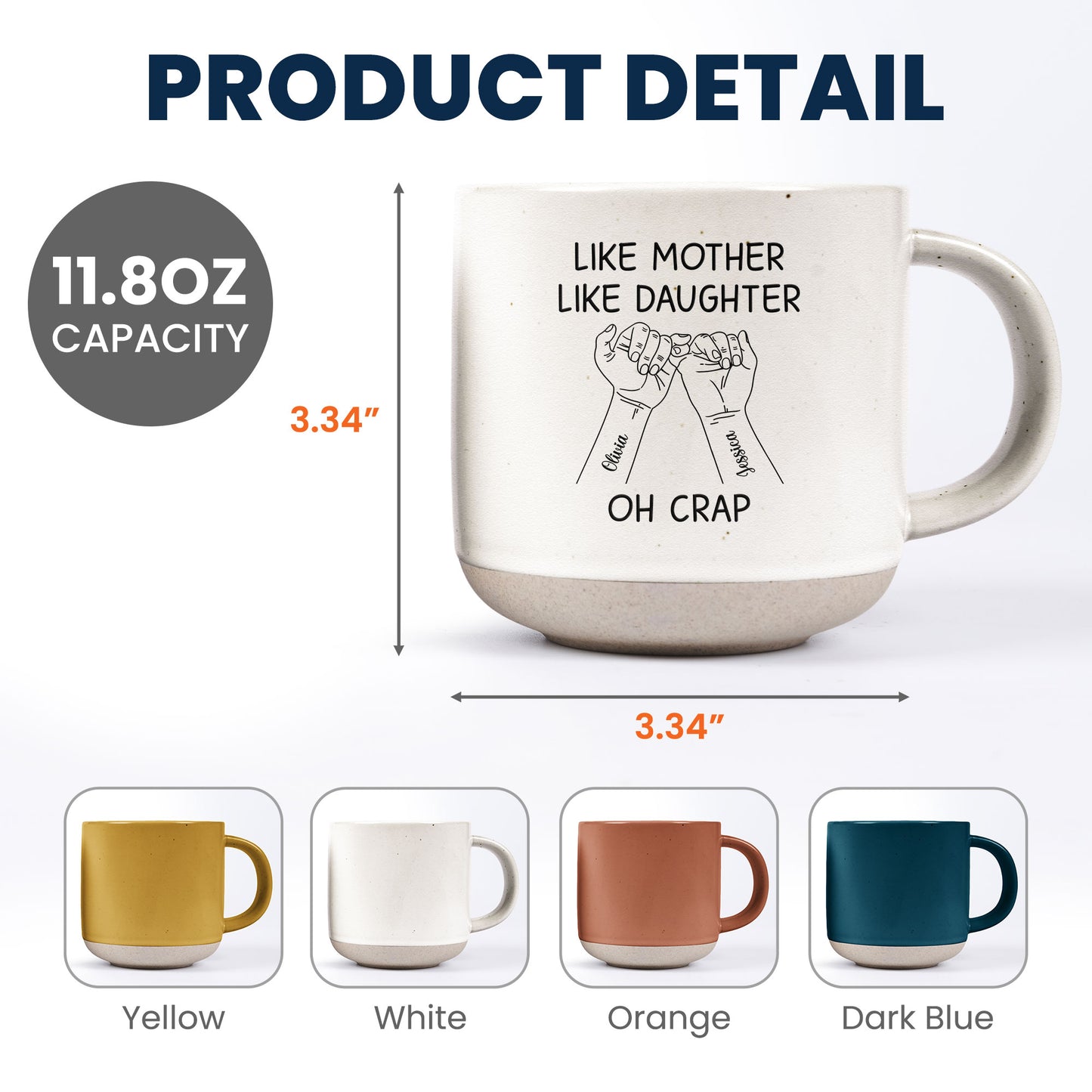 Like Mother Like Daughter - Hands Version - Personalized Pottery Mug