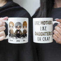 Like Mother Like Daughter Oh Crap Leopard Design  - Personalized Mug - Birthday Gift For Mother, Mom, Daughter - Chibi Girls