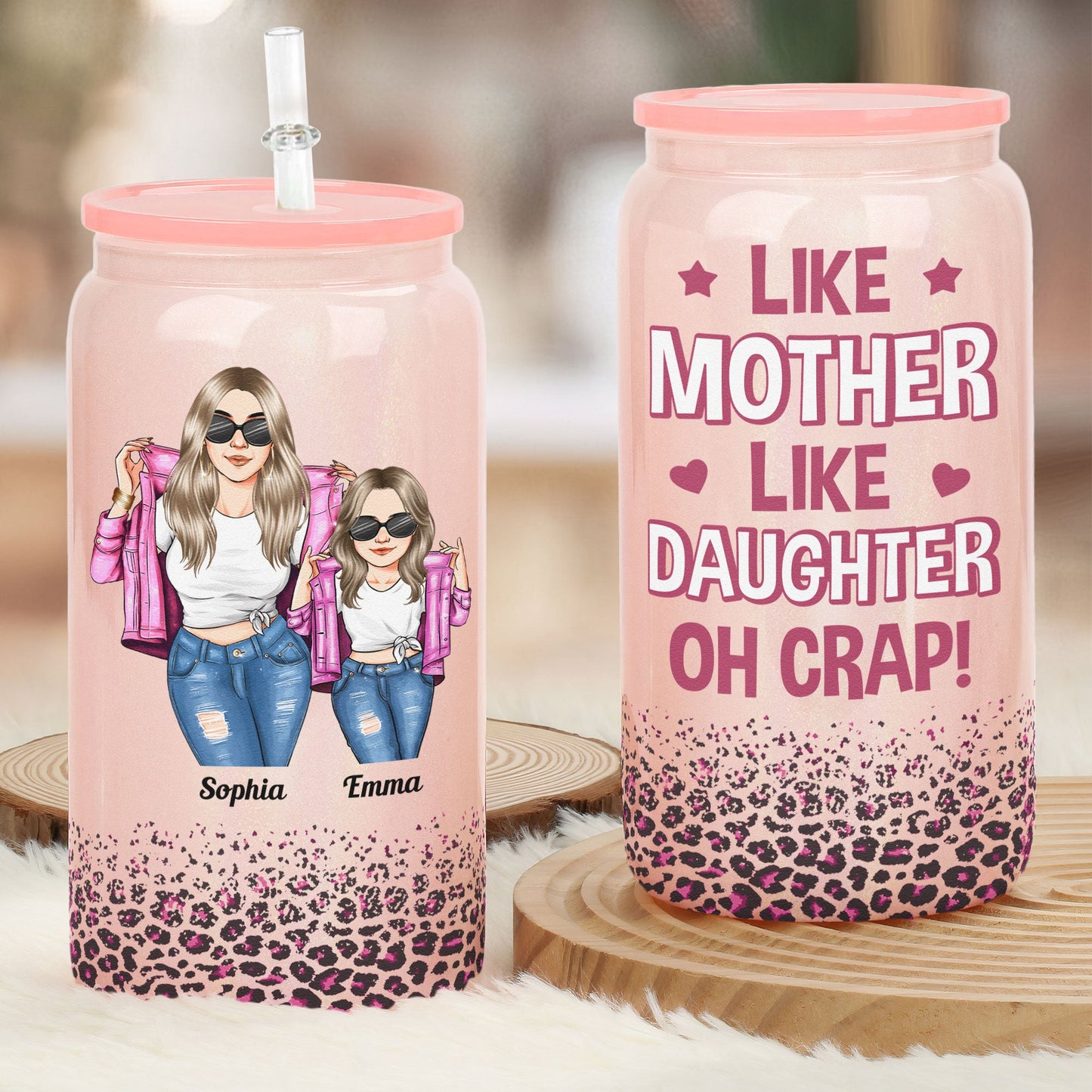 Like Mother Like Daughter - Personalized Shimmer Glass Can