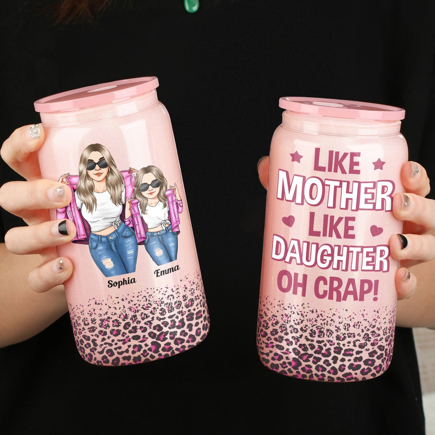 Like Mother Like Daughter - Personalized Shimmer Glass Can