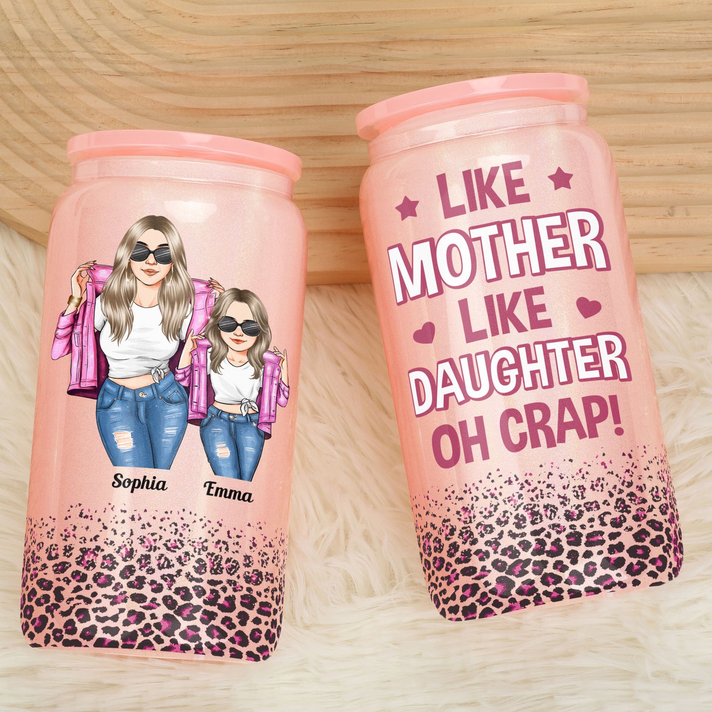 Like Mother Like Daughter - Personalized Shimmer Glass Can