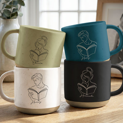 Line Art Book Reading Gift For Book Lover - Personalized Mug