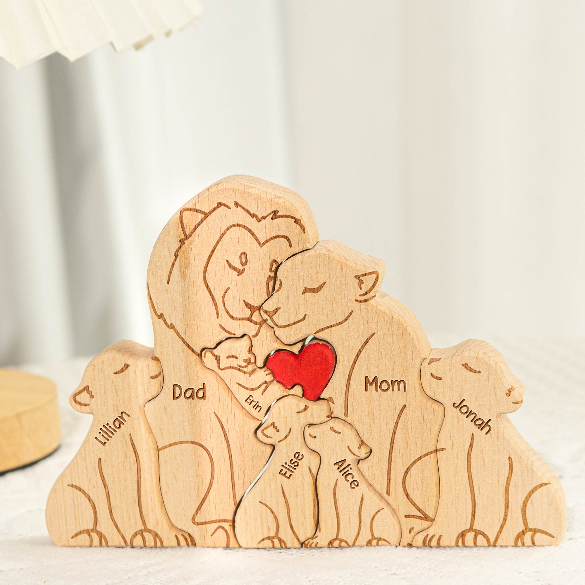 Lion Family - Personalized Wooden Lion Family Puzzle