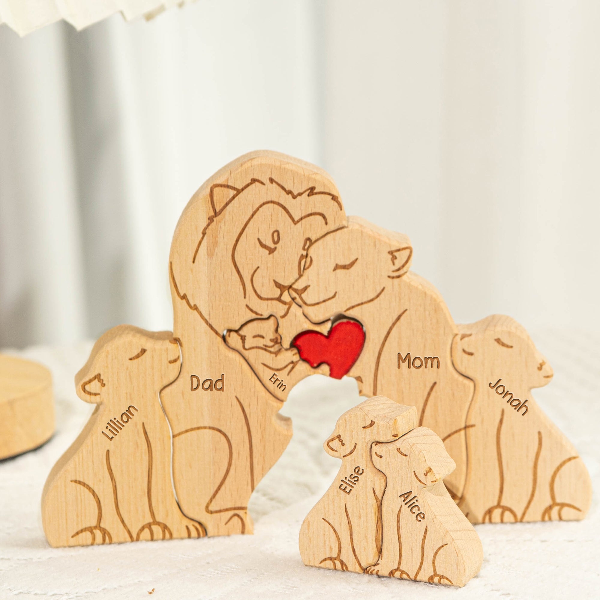 Lion Family - Personalized Wooden Lion Family Puzzle