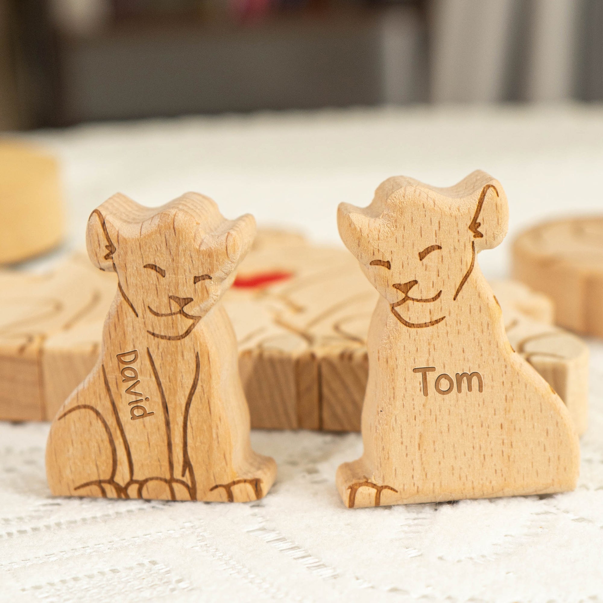 Lion Family - Personalized Wooden Lion Family Puzzle