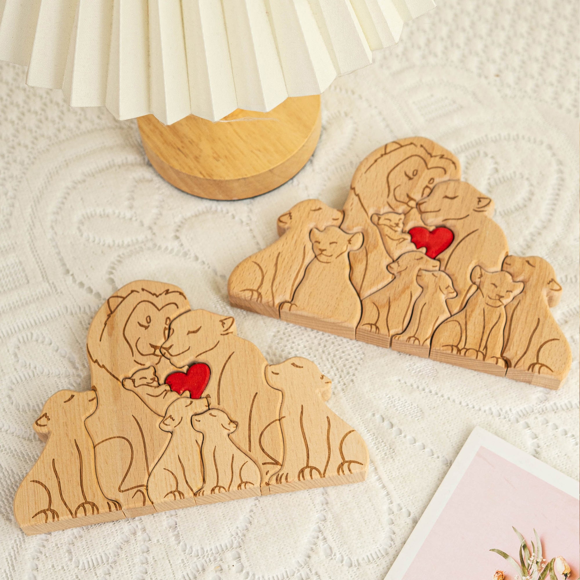 Lion Family - Personalized Wooden Lion Family Puzzle