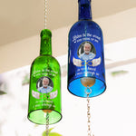 Listen To The Wind And Think Of Me Angel Wings - Personalized Photo Wine Bottle Wind Chime