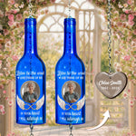 Listen To The Wind And Think Of Me Angel Wings - Personalized Photo Wine Bottle Wind Chime