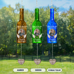 Listen To The Wind And Think Of Me Angel Wings - Personalized Photo Wine Bottle Wind Chime