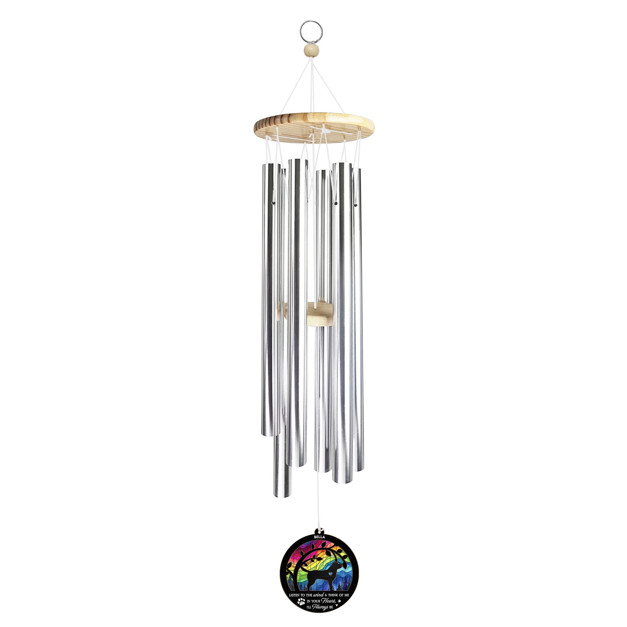 Listen To The Wind And Think Of Me - Personalized Suncatcher Wind Chimes