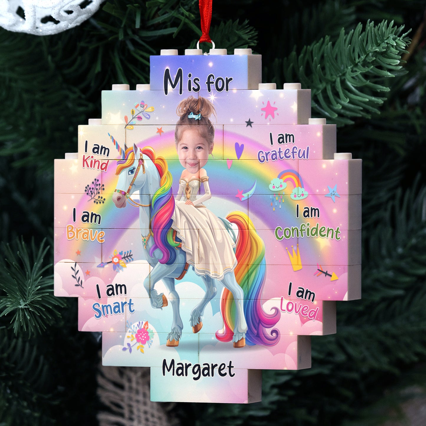 Little Girl Princess - Gift For Granddaughter, Daughter - Custom Buildable Christmas Photo Ornament