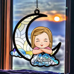 Little Kid On The Moon - Personalized Window Hanging Suncatcher Ornament