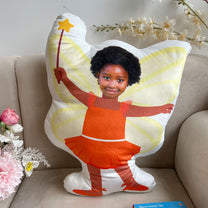 Little Kid Wearing Fairy Costume - Personalized Photo Custom Shaped Pillow