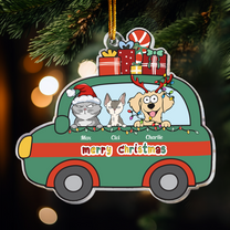 Little Pets On The Christmas Bus - Personalized Acrylic Ornament