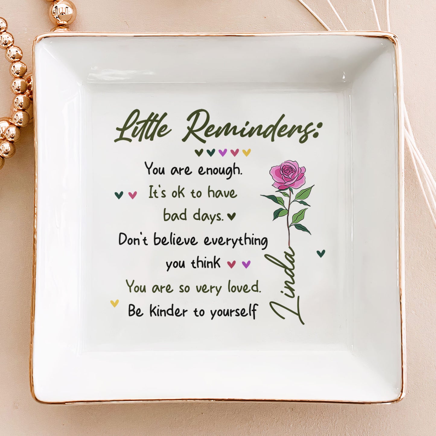 Little Reminders Birth Flower Gift For Daughter - Personalized Jewelry Dish