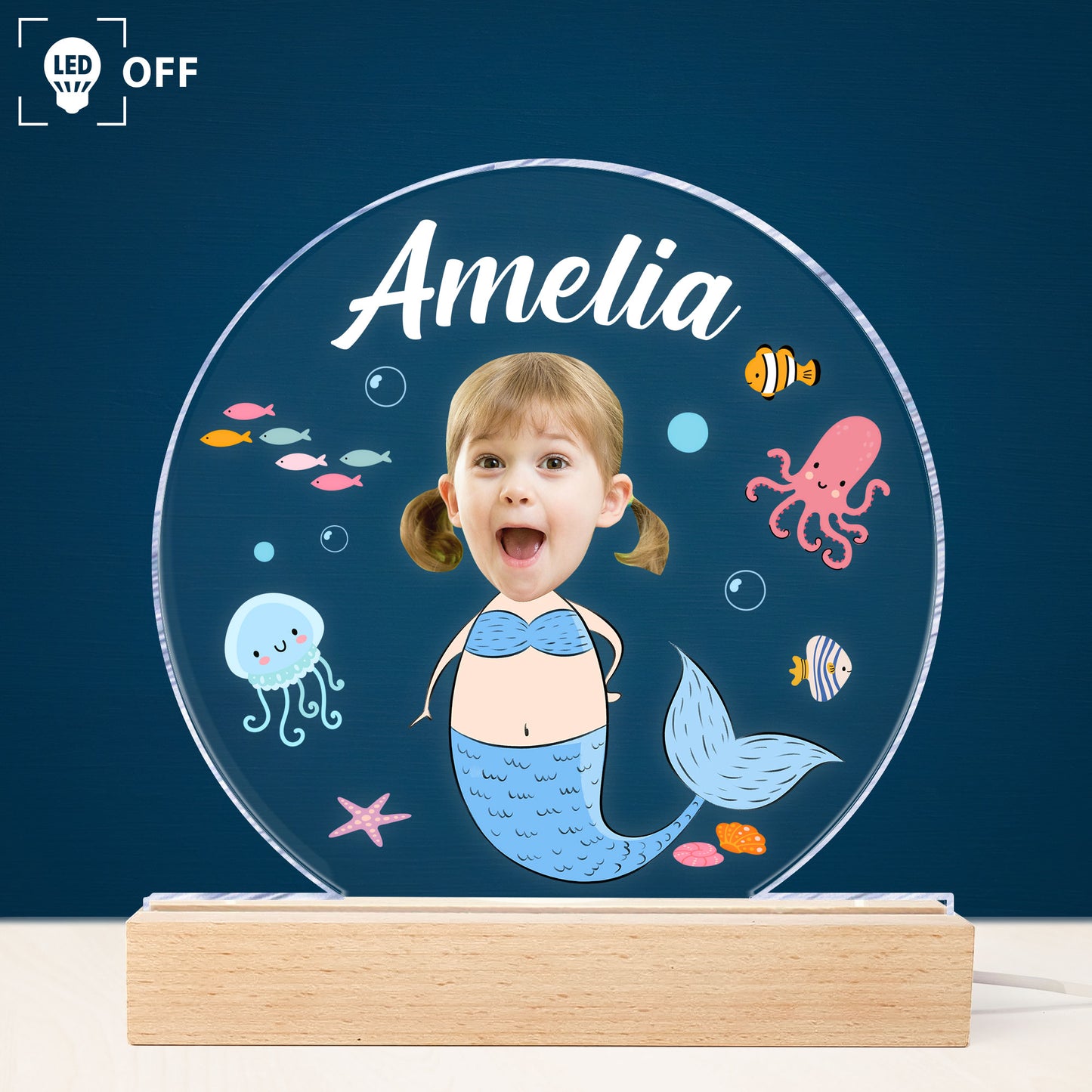 Little Mermaid Kid - Personalized Photo LED Light