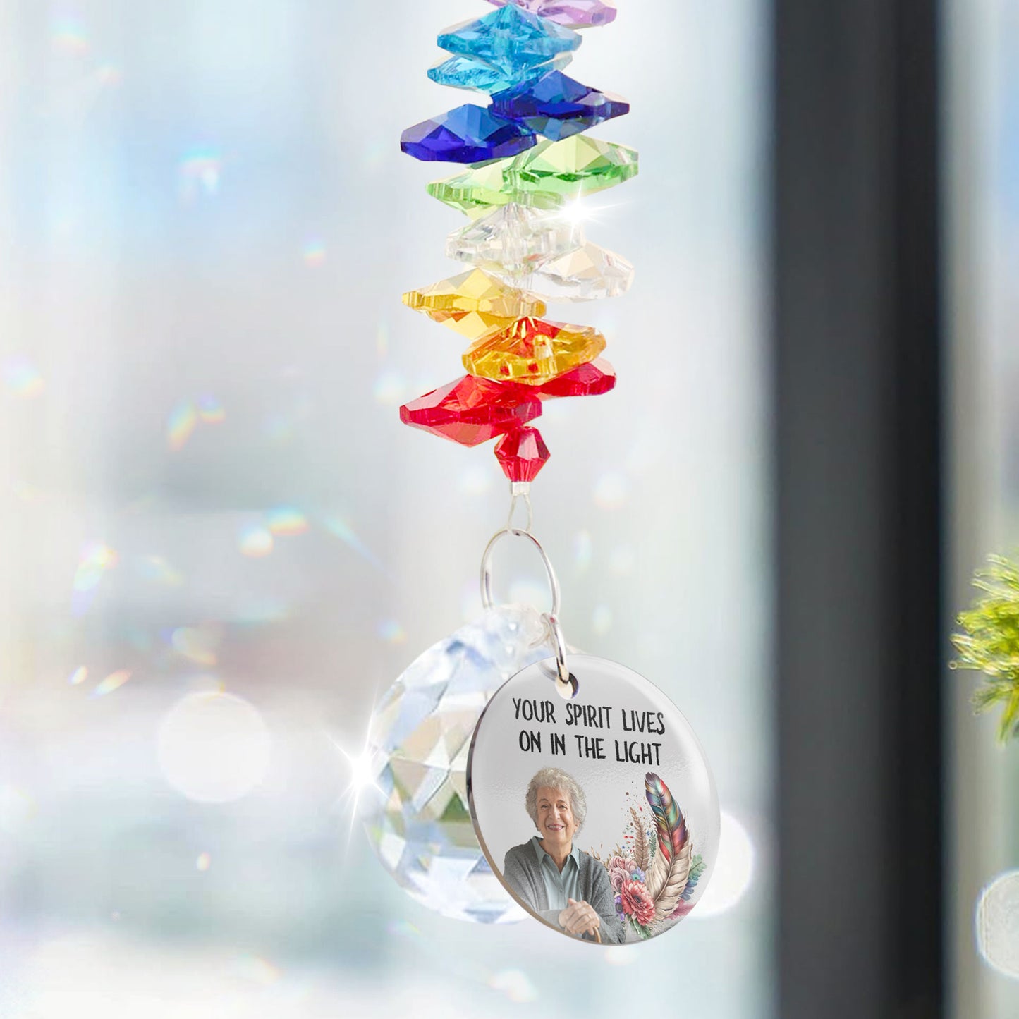 Lives On In The Light - Personalized Photo Ball Prism Suncatcher