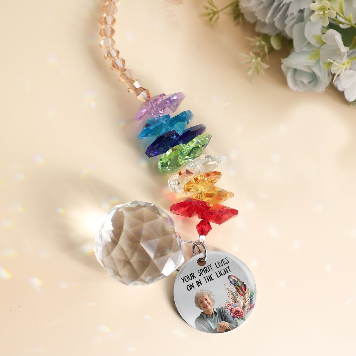 Lives On In The Light - Personalized Photo Ball Prism Suncatcher