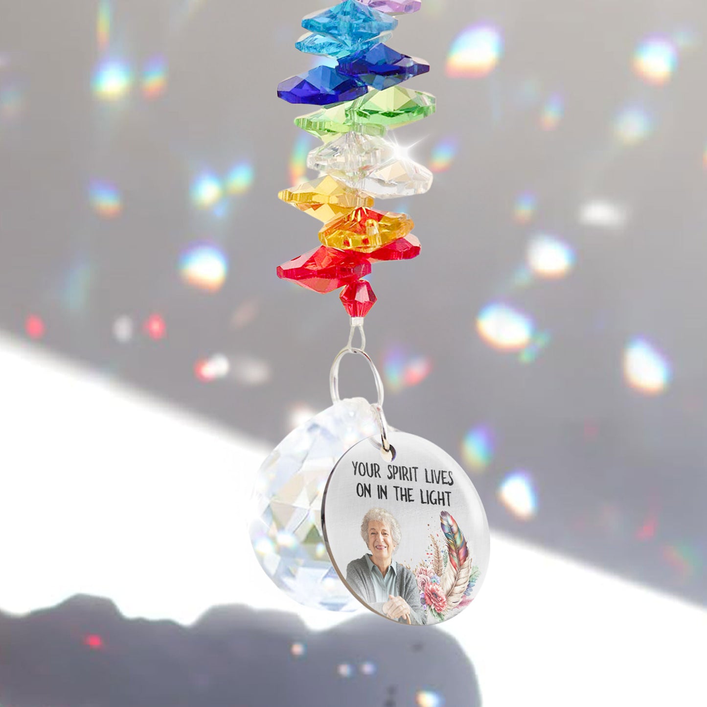 Lives On In The Light - Personalized Photo Ball Prism Suncatcher