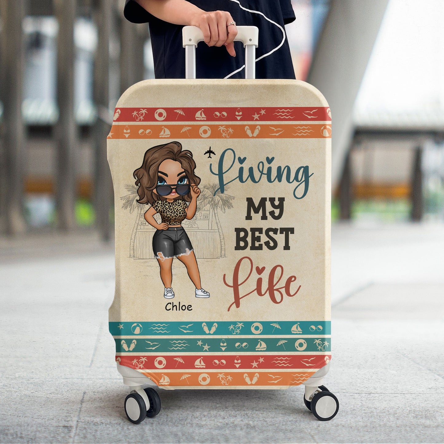 Living My Best Life - Personalized Luggage Cover