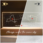 Long Distance But Always Under The Same Sky - Personalized LED Night Light