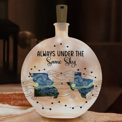 Long Distance Couple Friends Siblings Daughter - Custom Multi States - Personalized Round Flat Bottle Light